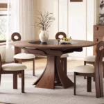 Medieval Solid Wood Slim Dining Table Chair Combination Household Small Retractable Square Table Variable Round Furniture