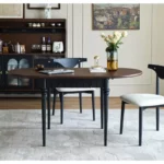 Luxury solid wood red oak expandable dining table for a family dining room for 4 people